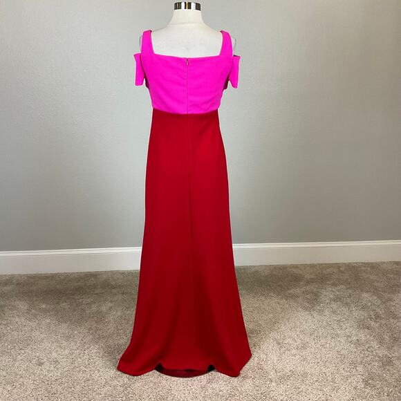 Colorful Cut Out Cold Shoulder Evening Gown Pink and Red Size 6 Nightway Formal - Picture 6 of 13